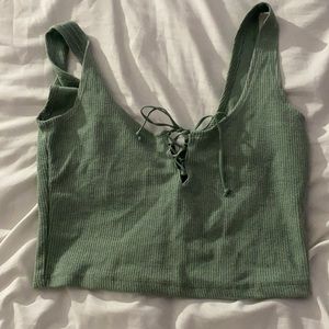 Green tank top lace up